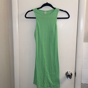 Bright green mini dress!